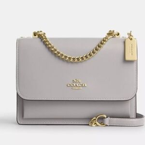 Coach Klare Light Gray Crossbody Bag with Gold Accents